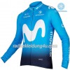 Set Langarmtrikot + Trägerhose Lange 2018 Movistar Team Winter Thermal Fleece N001
